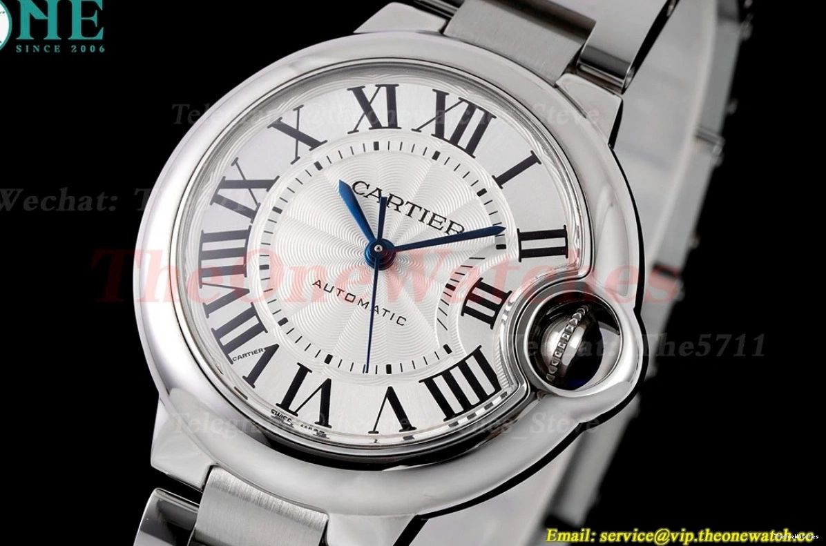 White 33mm AF Cartier NH05 Bleu SS SS Ballon De Dial 1202